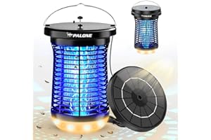 PALONE Solar Bug Zapper Outdoor, Detachable Solar Mosquito Zapper, Insect Zapper Indoor with LED Light, 4500V Fly Zapper 4 in 1 Electric Bug Zapper for Outdoor Camping Patio Garden Mosquito Killer