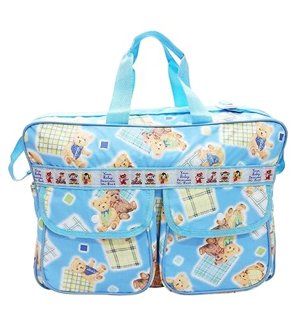 Wonderkids Blue Teddy Print Baby Diaper Bag