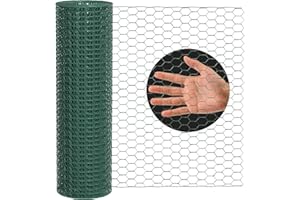 Lienffy Chicken Wire, Garden Poultry Netting - 12 '' × 240 '' Galvanized PVC Coated 0.75in Hole Size Hexagonal Wire Garden Fence for Floral Craft Chicken Coop Barrier Rabbit Cage,Green