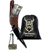 TRUE VIKING Drinking Horn 10-12 inch – Gifts for Men, Dad, Husband – Unique Viking Gift – Handmade Real OxHorn Cup with Thor Bottle Opener – For Beer, Ale, Mead (Horn With Holster)