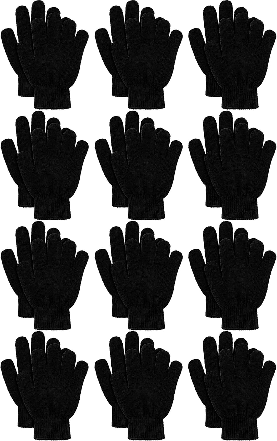 12 Pairs Kids Winter Gloves Children Warm Magic Gloves Stretchy Boys Girls Student Knit Gloves: Clothing
