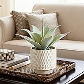 ALAGIRLS 11.8" Artificial Agave Plant, Faux Aloe Succulents Potted Plant Realistic Fake Agave Greenery with Ceramic Pot for Home Office Indoor Decor