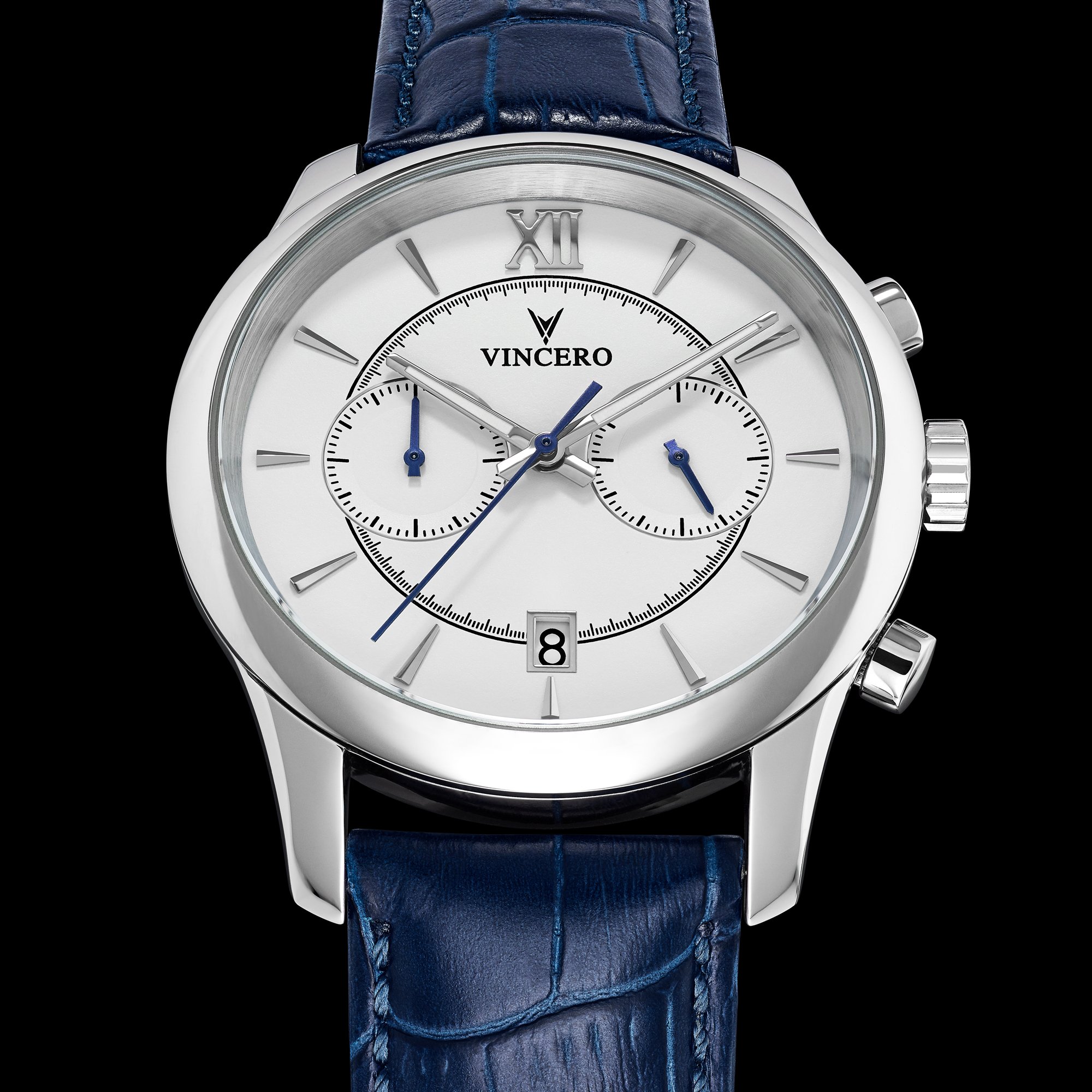 Vincero Luxury Men’s Bellwether Wrist Watch — White dial with Blue
