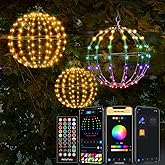 3 Pack 12” Outdoor/Indoor LED Christmas Light Balls, Smart Hanging Tree Decor Sphere Lights, Dimmer Color Changing, App & Remote Control, Timer, Waterproof, Holiday, Patio, Wedding Decor