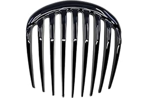 Camila Paris CP2873 French Hair Side Comb Small 2.75 inch Rounded, Black, Flexible Durable Cellulose Hair Combs, Strong Hold 