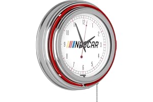 TRADEMARK GLOBAL NASCAR Chrome Double Rung Neon Clock