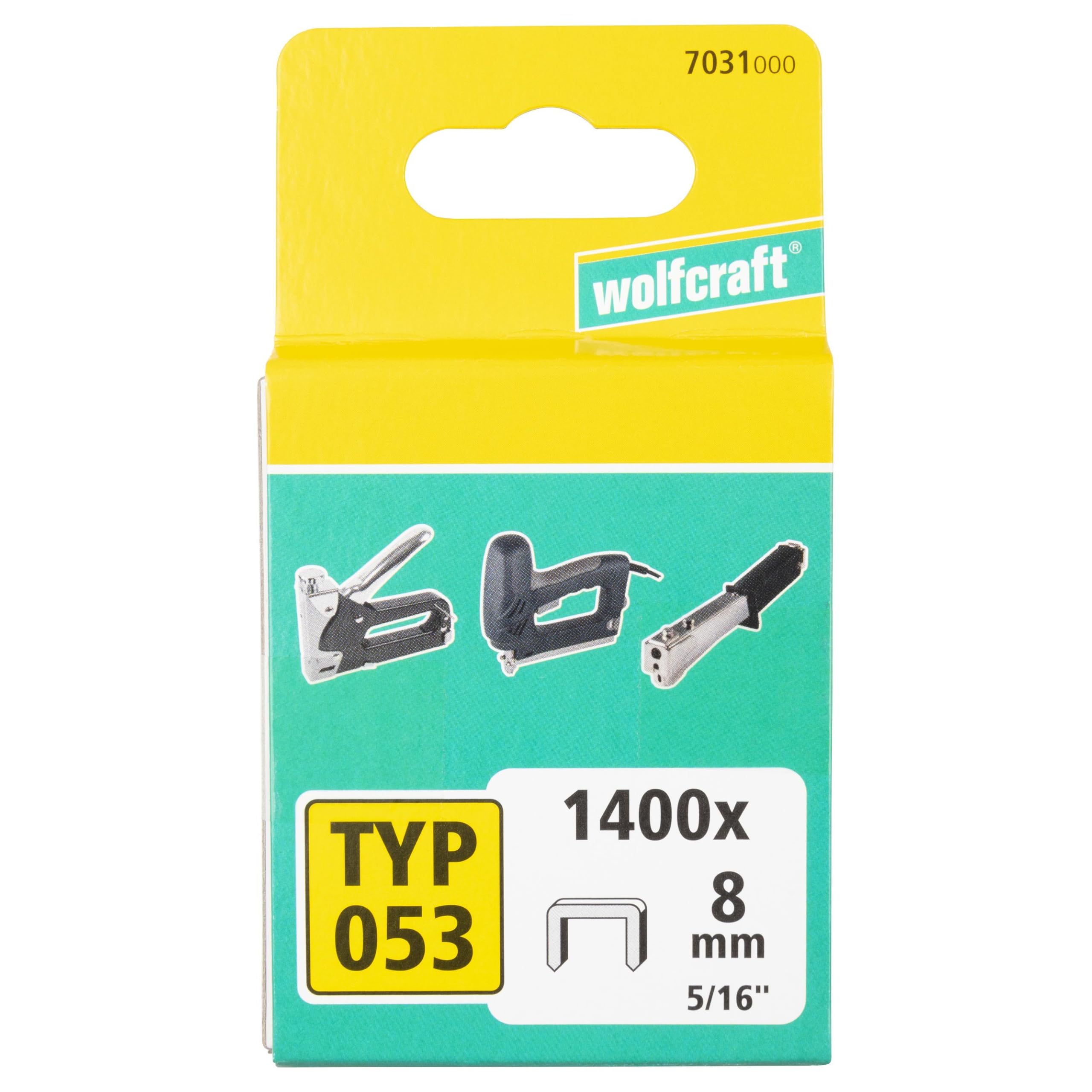 wolfcraft Broad Back Staple, Extra Hard Steel, Type 053 I 7031000 I Ideal for Fastening Fabric, Textiles and Thin Strips of Wood