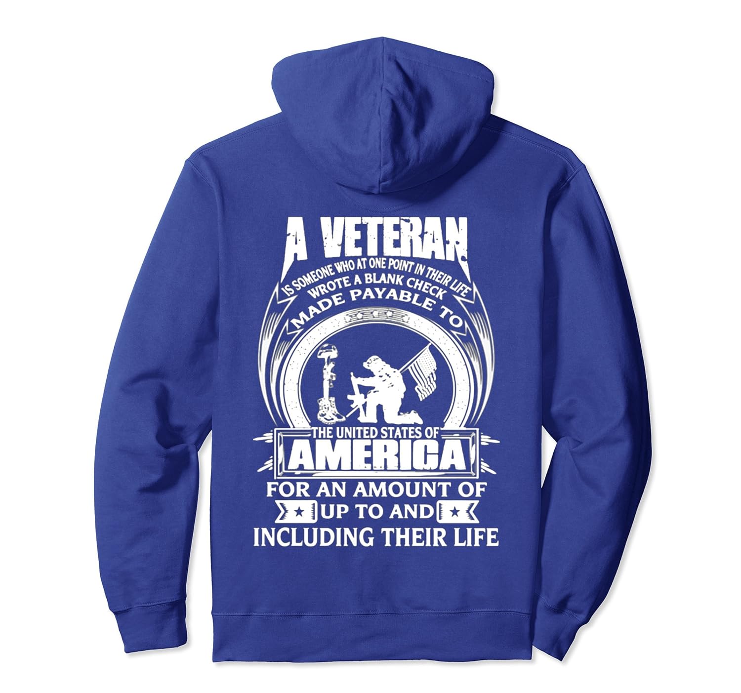 A Veteran wrote a blank check made payable to America Hoodie-anz