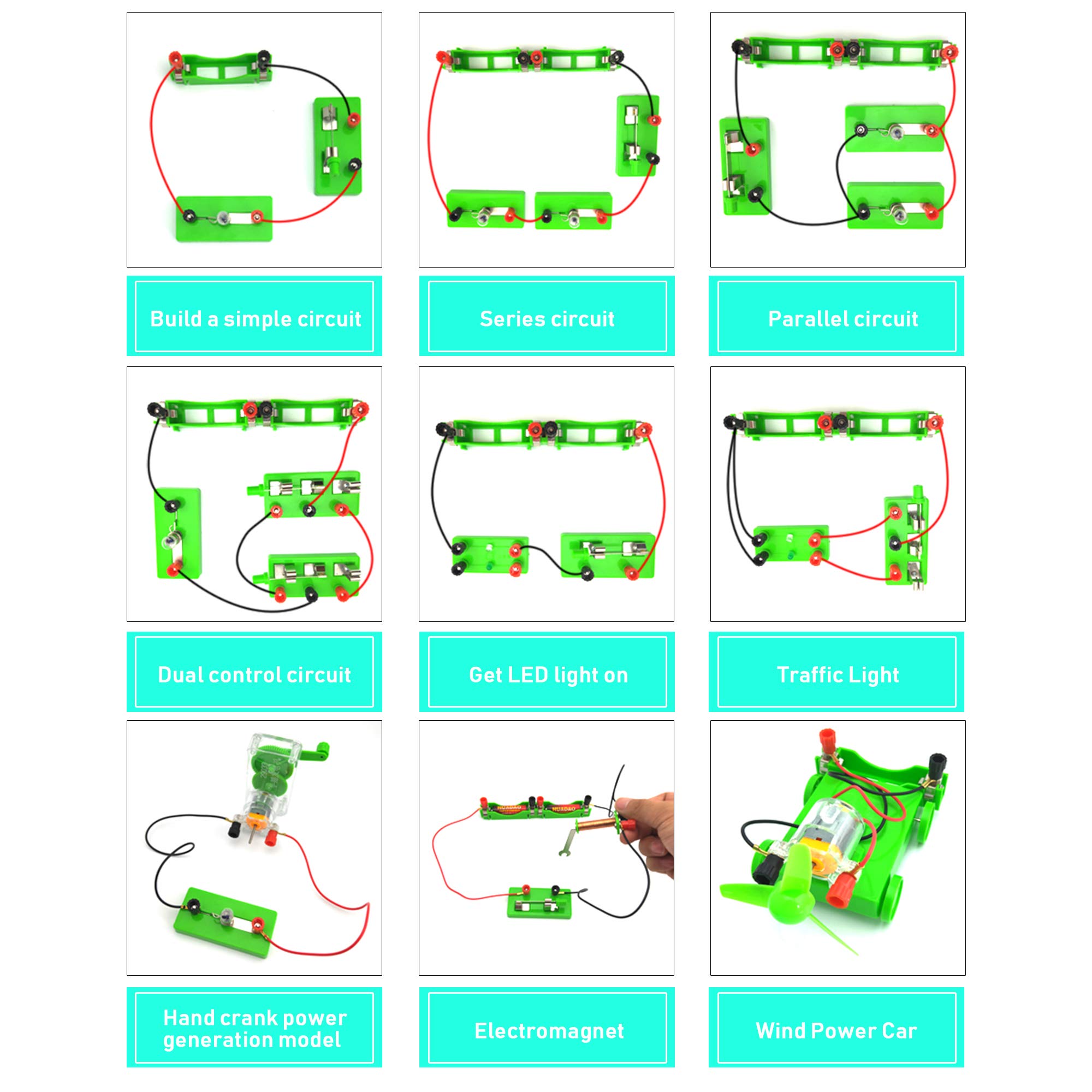 EUDAX Physics Science Lab Learning Circuit kit,Electricity Experiment Set,Building Circuits for Kids Junior Senior High School Students (Upgrade kit)