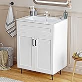 LDarqeer 24 Inch Bathroom Vanity with Ceramic Sink for Small Bathroom, Space-Saving Modern Farmhouse Sink Cabinet with Easy T