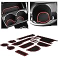 CupHolderHero fits Honda Fit Accessories 2015-2020 Premium Custom Interior Non-Slip Anti Dust Cup Holder Inserts, Center Console Liner Mats, Door Pocket Liners 13pc Set (Red Trim)