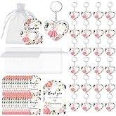 Sureio 38 Sets Quinceanera Party Favors for Guests Pink Heart Keychain Quinceanera Gifts for Girl Princess 15th Birthday Shower Quince Party Decorations with Organza Bags and Thank You Tags