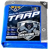 WEAVING YY Tarps Waterproof 10'x12', 8 Mil Thick-Silver/Blue | Poly Tarps, High Durability, Rip and Tear Resistant, UV Resistant for Outdoor