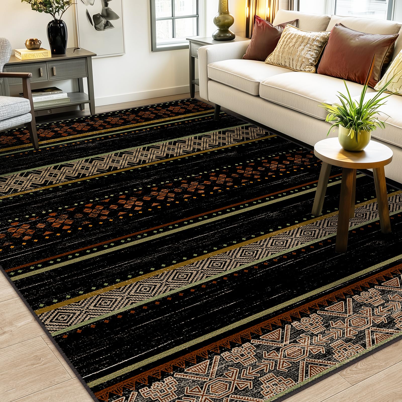 BESTSWEETIE 9x12 Area Rugs for Living Room Washable Moroccan Farmhouse ...