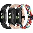 WolliLe Braided Watch Bands Compatible with Fitbit Inspire 3/Inspire 2/Inspire/Inspire HR/Fitbit ace 3/Ace 2, Soft Adjustable Nylon Loop Elastic Strap Sport Replacement Wristbands for Women Men