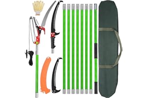 30 Ft Manual Pole Saw, Extendable Tree Pruner Blade and Scissors Set with 9 Fiberglass Handles, Long Branch Pruner Retractabl