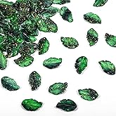 TIESOME 50Pcs Green Glass Leaf Beads, Crystal Leaf Pendant Charms Translucent Czech Glass Beads for DIY Jewelry Making Craft Bracelets Necklaces Keychains Wind Chimes