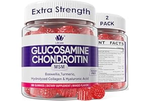 LILICARE Glucosamine Chondroitin Gummies, Sugar Free Glucosamine Chondroitin MSM Supplement, Extra Strength with Boswellia Turmeric, Hydrolyzed Collagen & Hyaluronic Acid, Bone Health for Men & Women, 120 Cts