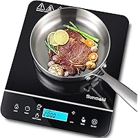 Portable Induction Cooktop, Sunmaki 1800W Electric Induction Countertop Burner with LCD Sensor Touch, Child Safety Lock…
