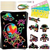 UCIDCI Toys for 3-12 Years Old Girls Boys - Scratch Paper Art Set, Scratch Off Paper Set Crafts Arts Supplies, Easter Childre