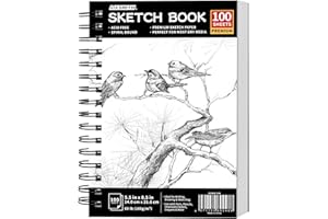 FIXSMITH 5.5"X8.5" Sketch Book | 100 Sheets (68 lb/100gsm) Sketchbook| Acid Free Drawing Paper | Spiral Bound Artist Sketch Pad | for Kids, Beginners, Artists & Professionals | Bright White