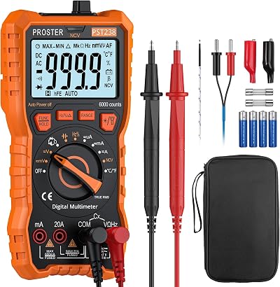 Proster 6000 Counts TRMS Multimeter Auto/Manual Range DC/AC Voltage Current NCV