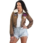 Top Gun Women's Bomber Jacket Costume with Maverick & Goose Patches - Officially Licensed Fighter Pilot Jacket