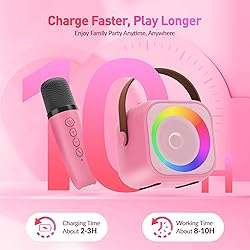 Mini Karaoke Machine with 2 Wireless Microphones