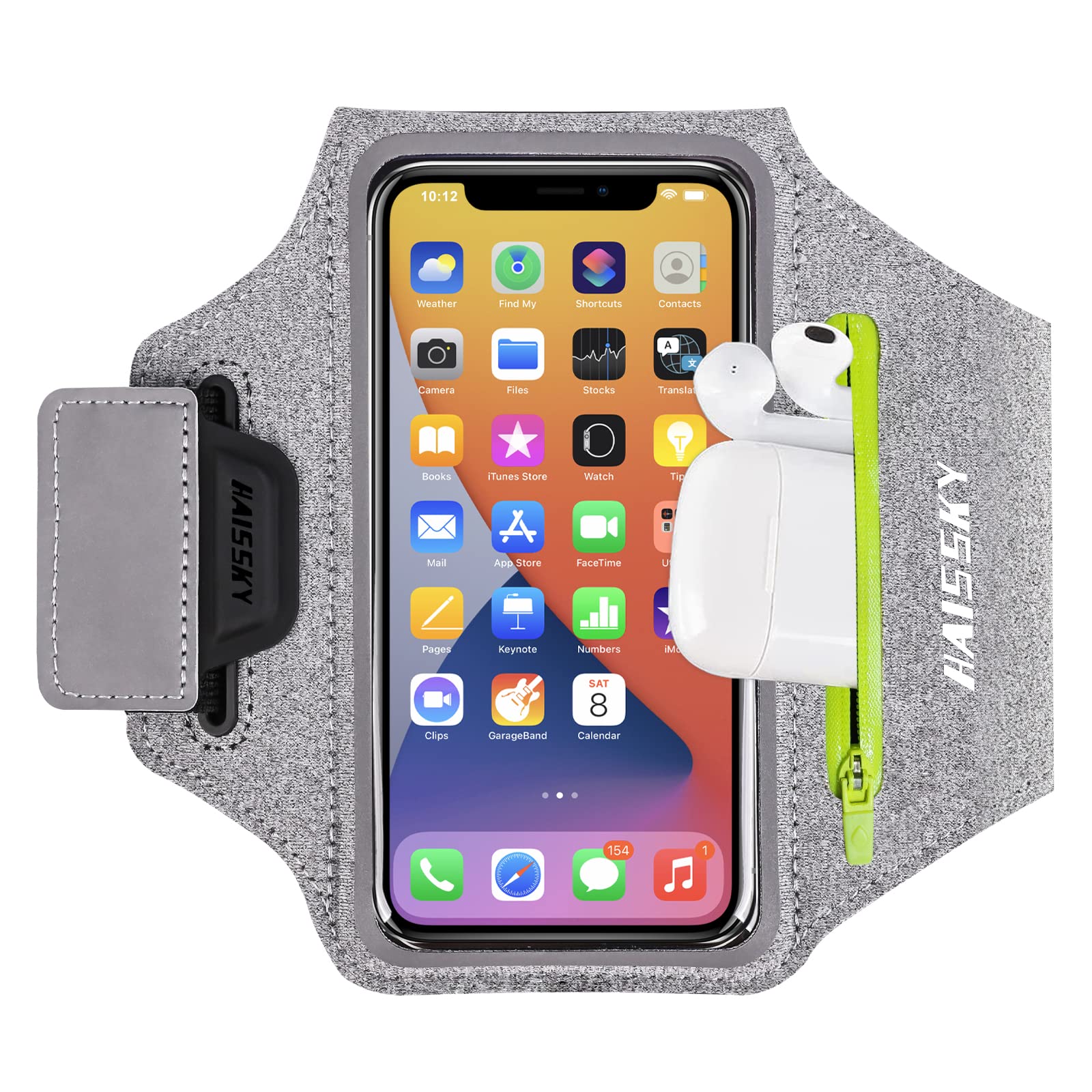 Running Cell Phone Armband Phone Holder Water Resistant Sports Armband with TWS headphones Pocket/Key Holder Sport Arm Bands for Galaxy S20 S10 for Runners,Gym Jogging Biking Running Exercise 6.4"