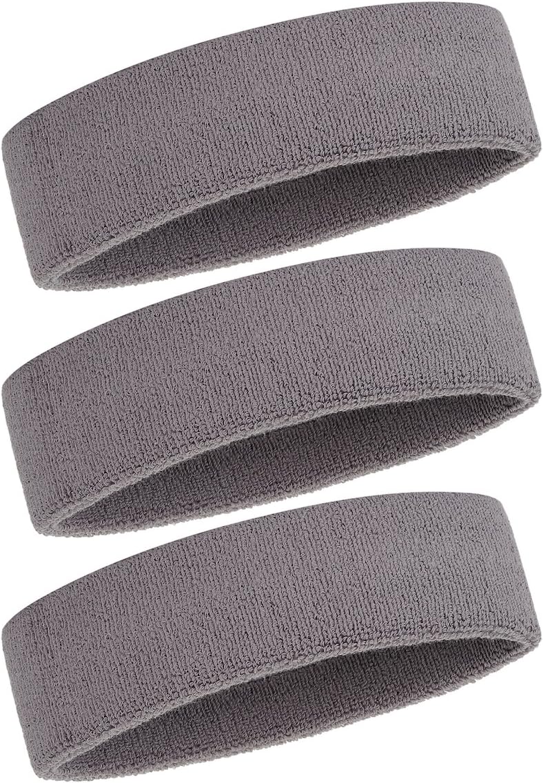 ONUPGO Sweatband Headbands for Men & Women -3PCS/12PCS Sports Headbands Moisture Wicking Athletic Cotton Terry Cloth Head Band