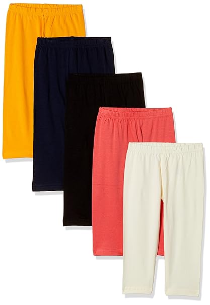 Baby Girls Cotton Leggings (Pack of 5)(Colors & Print May Vary)