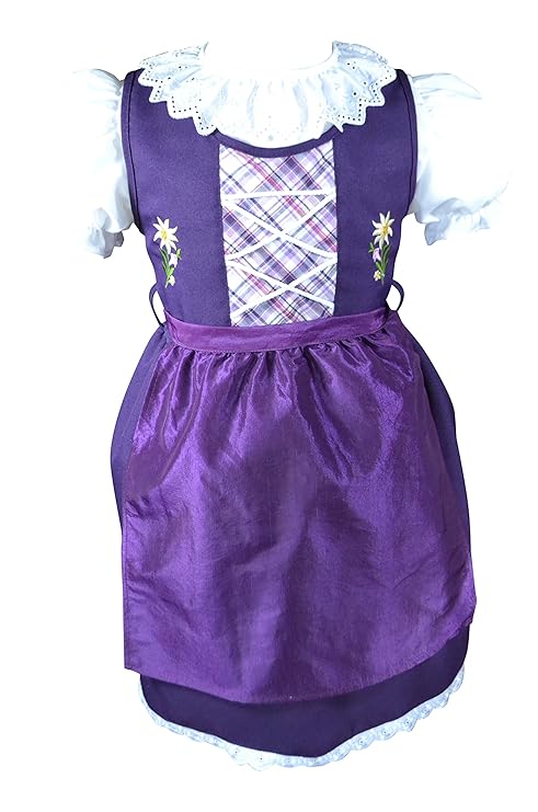 Kinderdirndl mit Satin Schürze # 424 Festliches Dirndl mit Stickerei Gr 74-134 Dirndl Kinder 3 Teilig