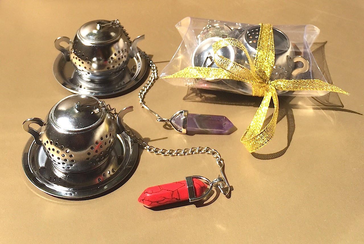 Tea Infuser, Tea Strainer, Natural Stone, Crystal, Stainless Steel, Teapot, Tea gift, Loose tea infuser (PURPLE AMETHYST)