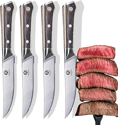 BOKASHI STEEL Lot de 4 couteaux à steak dentelés - Série KASAI