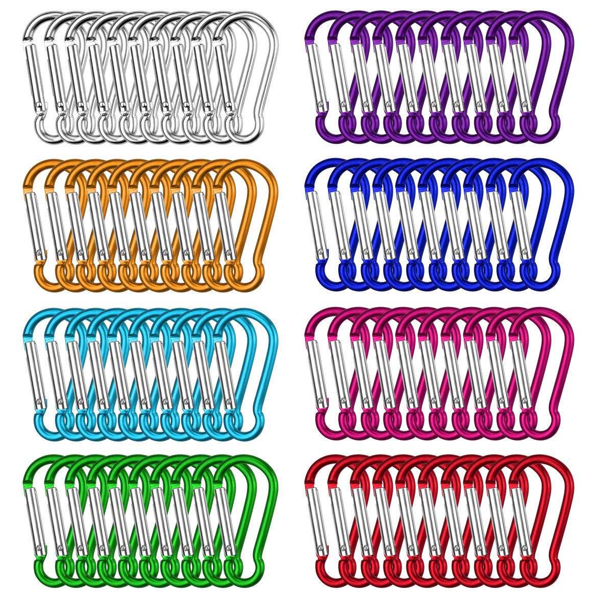 Dadabig 80 x D-Ring Carabiner Safety Carabiner for Camping, Fishing, Hiking and Travel (8 Colours)