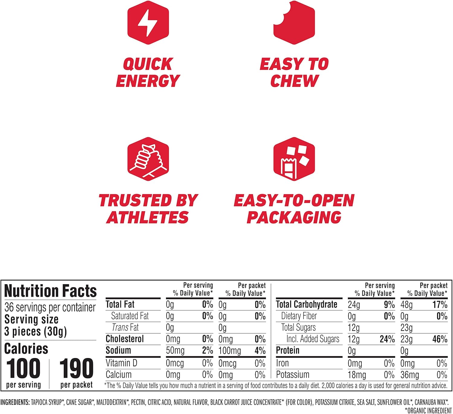 Clif BLOKS - Energy Chews - Strawberry Flavor - (2.1 Ounce Packet, 18 Count): Health & Personal Care