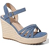 mikarka Sandals for Women 2026: Comfortable Wedge Platform Sandals Women - Braided Espadrilles for Women Ankle Strap Open Toe Wedges Heels Beach Sandals Summer Shoes