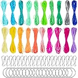 Acrsikr String Gimp Plastic Lacing Cord for Bracelets Scoubidou Craft Kits with Snap Clip Hooks 20 Colors