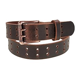 Men’s Classic Leather Belt, Double Prong Retro