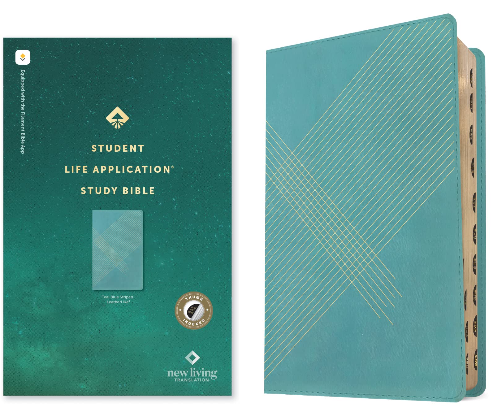 NLT Student Life Application Study Bible, Filament Enabled (LeatherLike, Teal Blue Striped, Indexed, Red Letter) NLT Student Life Application Study Bible, Filament Enabled (LeatherLike, Teal Blue Striped, Indexed, Red Letter) Imitation Leather