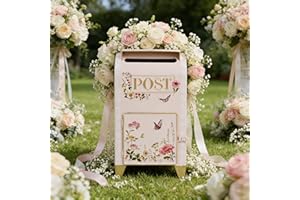 Vintage Wedding Mailbox with Lockable Door Decorative Pink Standing Post Box Large Metal Home Decor Mail Boxes for Wedding Ca
