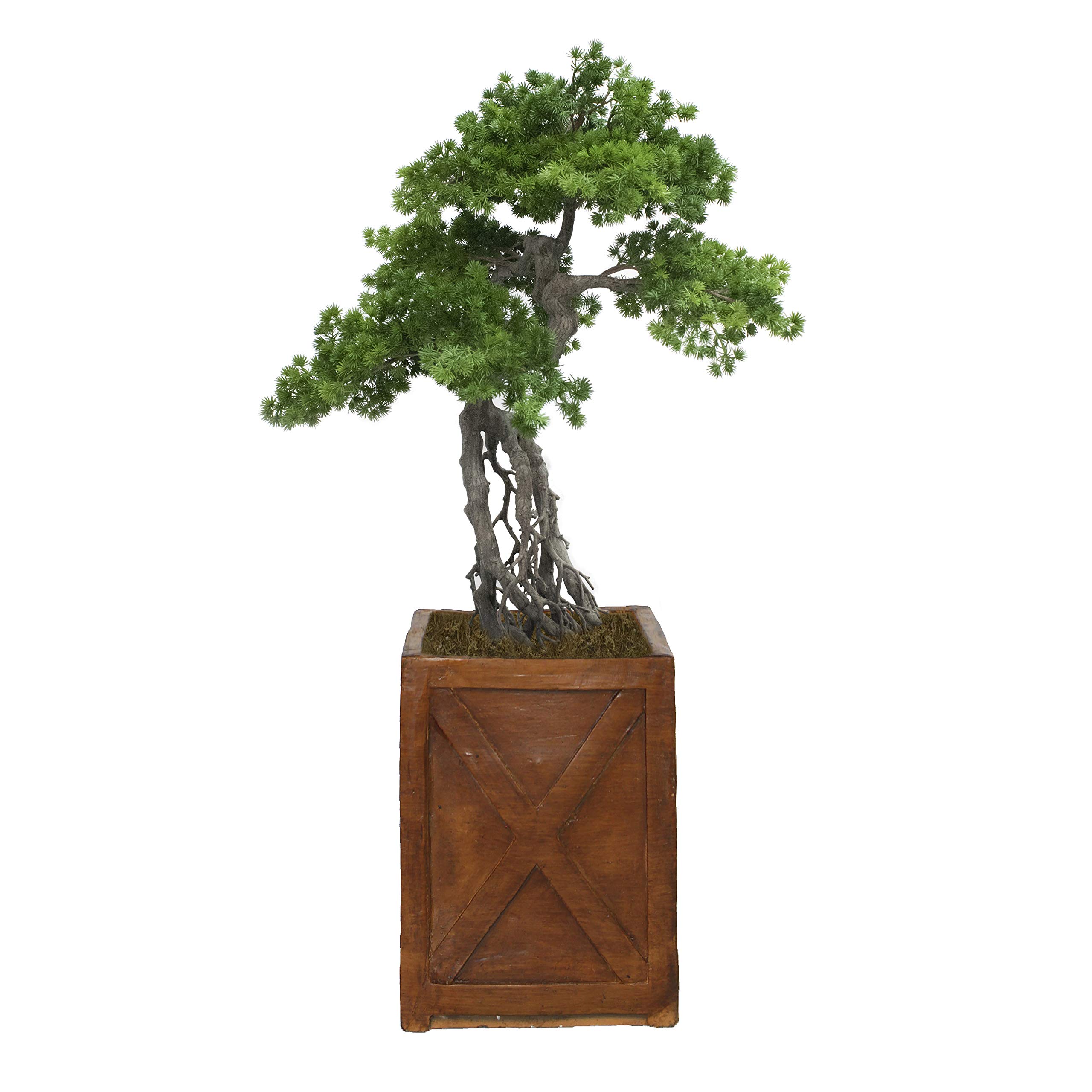 Photo 1 of Vintage Home Artificial Bonsai Tree 45" High Green Emerald Artificial Faux Bonsai Tree with Bronze Fiberstone Planter for Home Decor (SELLING FOR PARTS)