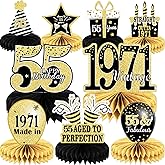 9PCS 55th Birthday decorations 55th birthday Centerpieces for Table Decorations 2026 Vintage 1971 Honeycomb Table Topper Back in 1971 55th Birthday Decoration for Men and Woman 55 Years Birthday Party
