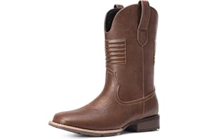 Platikly Cowboy Boots For Men - Mens Square Toe Western Boot With Flag, Faux Leather Booties, Botas Para Hombre Vaqueras Suitable For Concert, Daily, Wedding