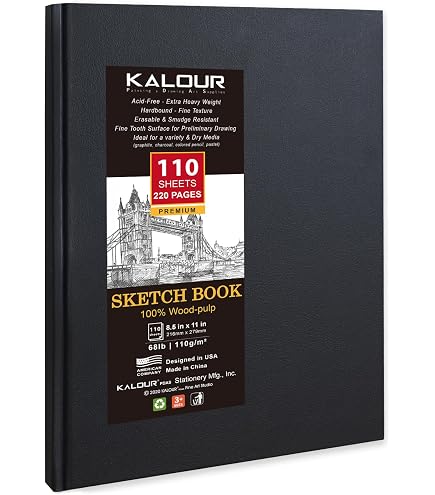 Daler-Rowney Ebony Schetsboek A3 – Hardback, 54 Vellen, 150 Gsm, Zuurvrij, Licht Getextureerd, Perfect Voor Potlood, Houtskool, Pen En Lichte Aquarel – Voor Studenten En Professionals