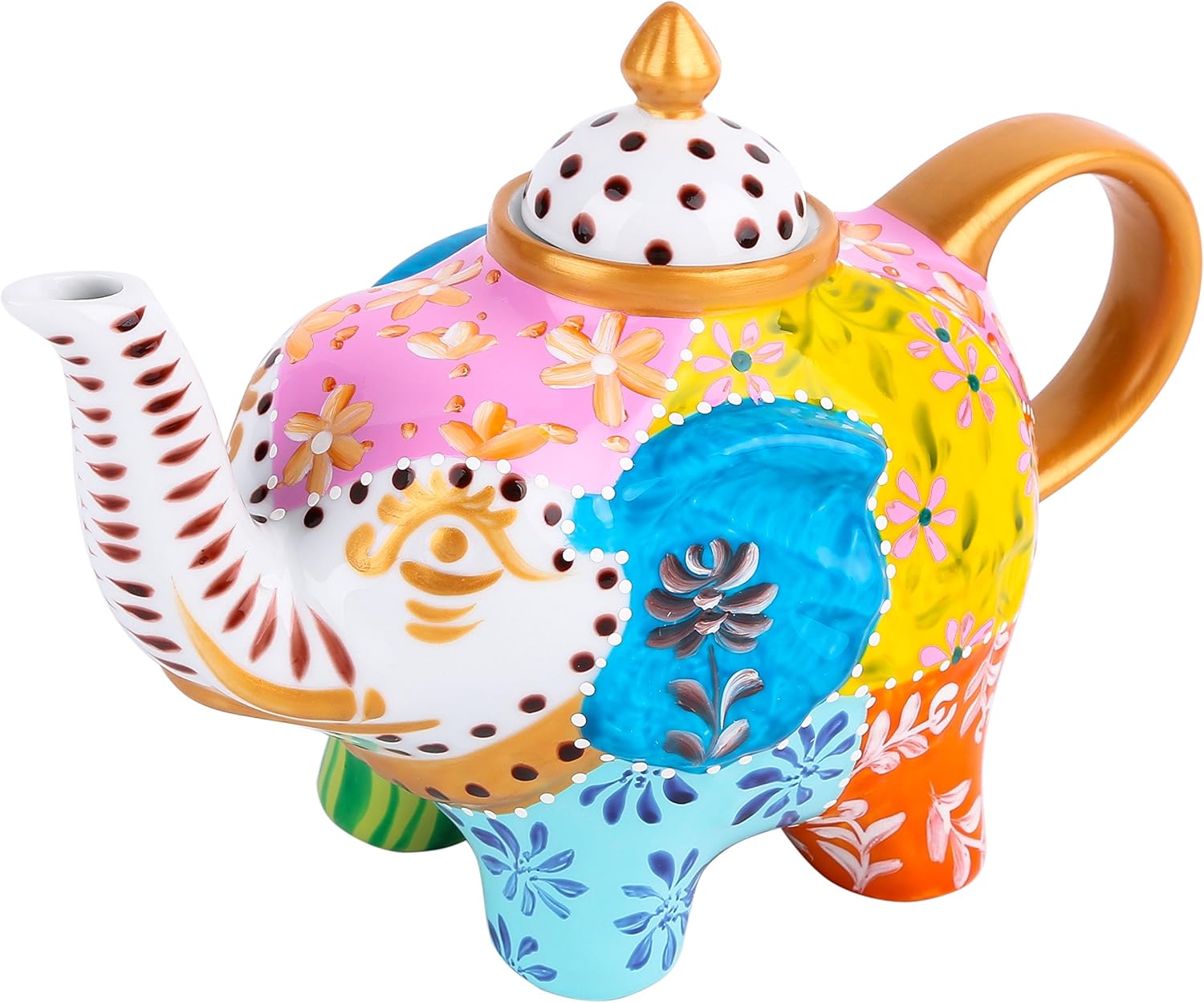 Artvigor Porcelain Hand Painted Elephant Coffeepots Teapot Crafts,800ml