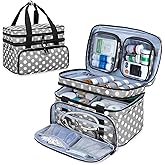 BAFASO Double Layer Medicine Bag with 2 Detachable Pouches, Pill Bottle Organizer for Travel and Daily Use (Bag ONLY), Polka Dots