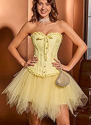 SZIVYSHI Yellow Corset Top for Women - Overbust