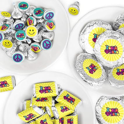 Amazon Com 60 S Hippie Mini Candy Bar Wrappers Round Candy
