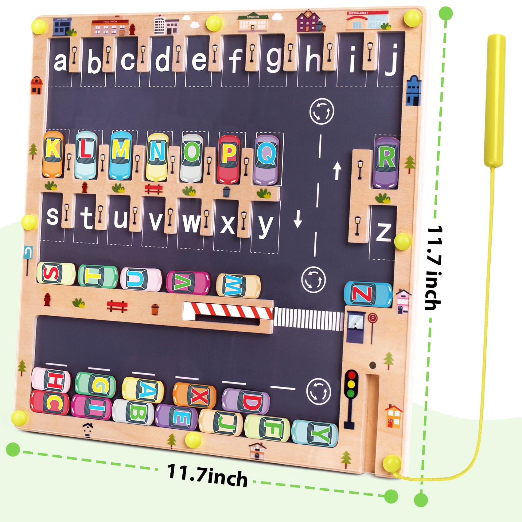 Wooden Magnetic Alphabet Maze Letter Puzzle, Montessori Fine Motor Skills Toys for Boys Girls 3 4 5 Years Old, ABC Learning Toys for Kids Age 3+, Christmas, Birthday Present